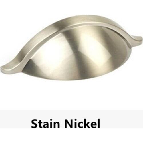 64mm silver drawer cabinet pull knob stain nickel dresser door handle 2.5" chrome shell cup modern simple furnitue handle pull