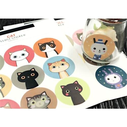 90pcs/lot Cartoon Cat Paper Seeling Sticker Biscuit Cake Packing Lovely Decal DIY Kawaii Stationery School Supplies Girl Gift