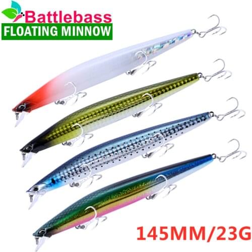 BATTLEBASS 2021 NEW 1PC 145mm 23g Floating Minnow Fishing Lure 145S Ultra-long Casting Seabass Piura Sea Fishing Lure