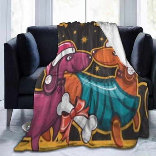 Throw Blanket for Kids Teens Adults Lightweight Soft Warm Christmas Ugly Dachshund Hat Angel Microfiber All Season Living