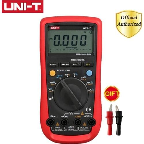 UNI-T UT61D Digital Multimeter Auto Range True RMS AC DC Volt Capacitance Frequency Resistance Tester Software CD & Data Hold