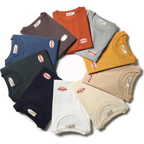 Non Stock 260g US Cotton Ringspun Tube T-Shirt Mens Crew Neck Fashion Plain T-Shirts Summer Casual Basic Tee