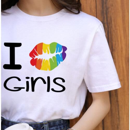 Women T-shirt Rainbow Gay Pride T-shirt Lesbian Cartoon T-shirt 90s Harajuku Graphic Casual T-shirt Fashion Top T-shirt