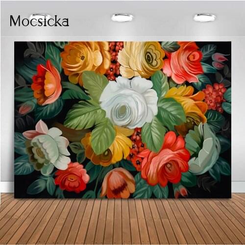 Oil Painting Flower girls portrait sweet birthday backdrop children baby portrait photo background Prop Newborn Pictures Shoot