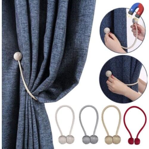 New Magnetic Pearl Ball Curtain Tiebacks Tie Backs Holdbacks Buckle Clip Accessory Rope Curtain Tieback Home Storage Accessories