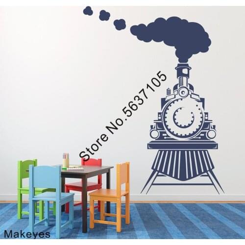 Makeyes Train Pattern Wall Sticker Home Wall Decals Kids Trains Wallpaper Vinyl Wall Mural Font View Bedroom Children Decor Q887