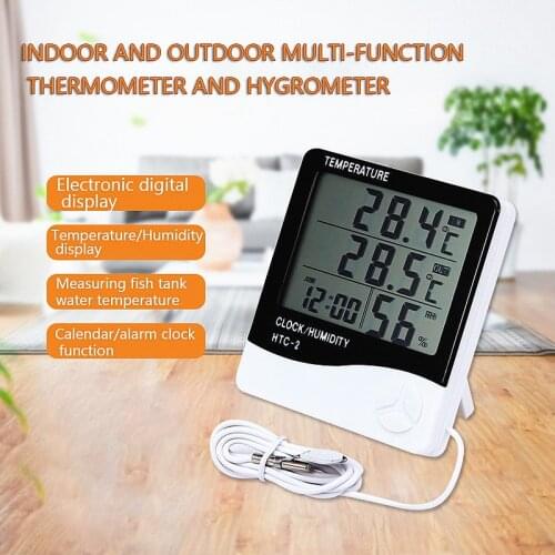 1PC High Quality LCD Digital Temperature Humidity Meter Indoor Outdoor Thermometer Hygrometer Weather Station Clock Tools
