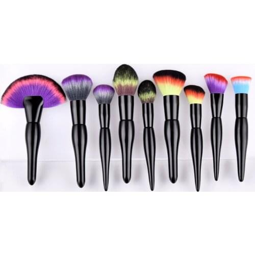 Multicolor Soft Synthetic Hair Makeup Brushes Set Wood Handle Foundation Powder Concealer Blush Brush Cosmetic Make Up Brush Kit