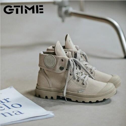 2020 New Autumn Women Turned-over Edge Ankle Boots Fashion Brand Canvas Winter Boots Outdoor Martin Boots for #SJPAE-637