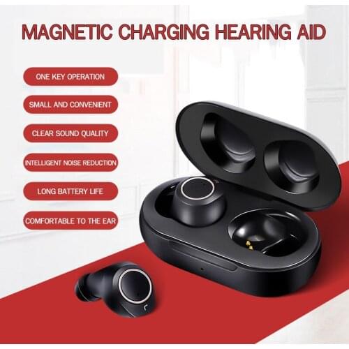 1 Pair USB Rechargeable New Mini Invisible Hearing Aids Adjustable Tone Sound Amplifier One-Click Operation for Elderly Deaf