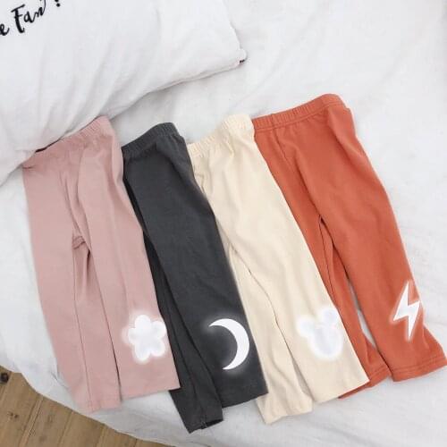 Autumn Girls Leggings Cotton Trousers Fille Kids Pants Girls Pants Skinny Luminous Cartoon Pattern Children Leggings Trousers