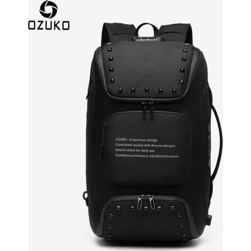 OZUKO Multifunctional Backpack Men Fashion USB 15.6 Inch Laptop Backpacks Male Anti-theft Waterproof Backpack Travel mochila
