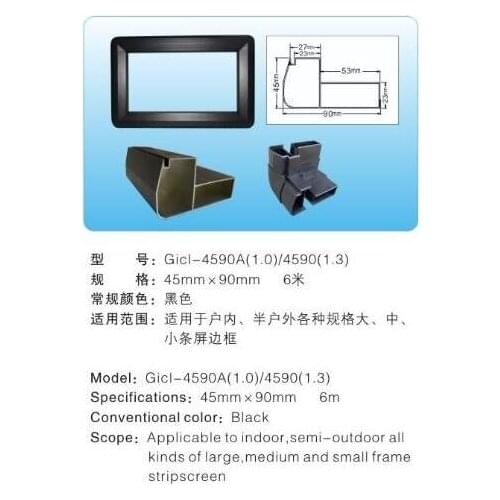 HOT famous top quality 1m/pc 6pcs/lot Gicl 4590F(1.2) led aluminum profiles led frame black Framework for led sign board screen