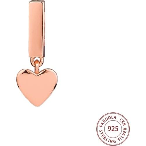 Rose Color Floating Heart Clip Charm Beads Fits Original Reflexions Bracelet 925 Sterling Silver Jewelry Making Accessories