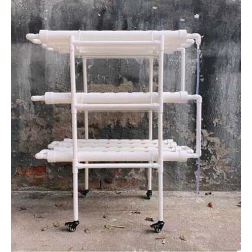 Removable 108 Plant Holes 3 Layers 12 PVC Pipes Hydroponic Growing System Gardening Grow Salad Kit with Wheel