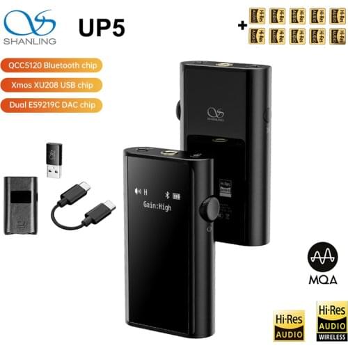 SHANLING UP5 Dual ES9219C Chip MQA Bluetooth USB DAC AMP Headphone Amplifier TYPE C to 2.5/3.5/4.4mm DSD256 PCM 384Khz Decoder