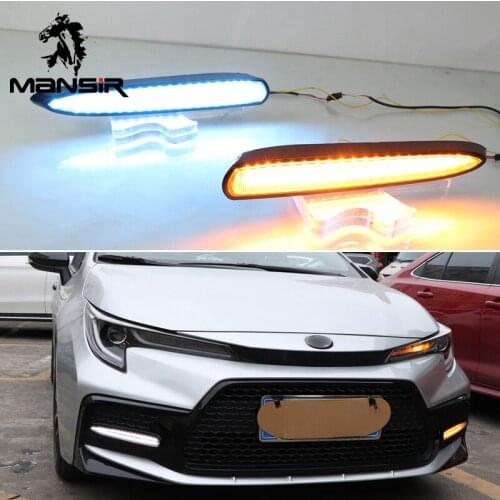 LED Daylights For Toyota Corolla L/LE/XLE US 2021 Yellow Turn Signal Night Blue Car Headlight Daytime Running Light DRL Fog Lamp