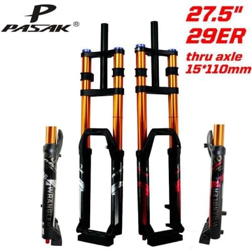 DH MTB Fork Mountain Bike DH AM Suspension Air Resilience Oil Damping Rebound Adjustment 27.5 29ER 110*15MM Support 3.0IN TireAM