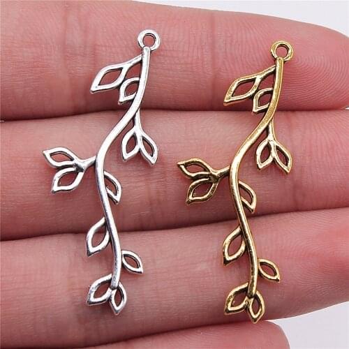 WYSIWYG 10pcs Charms Branch Antique Silver Color Antique Gold Color Alloy DIY Jewelry Making Accessories 17x43mm