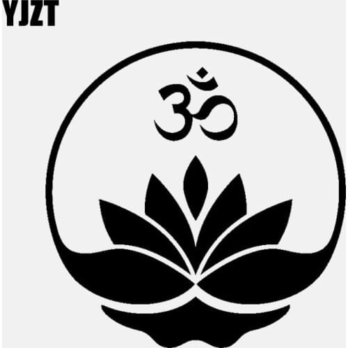 YJZT 13.7CM*14CM Car Stickers Vinyl Decal Buddha Buddhism Yoga Om Zen Meditation Decor Black/Silver C3-1547