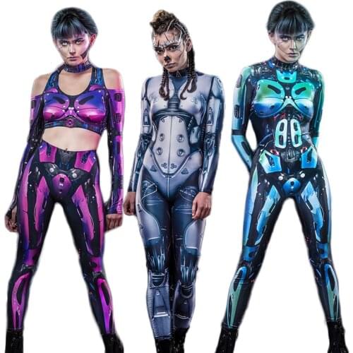 Women Robot Warrior Cosplay Robot Science Fiction Ladies Sexy Gothic Fancy Jumpsuit Steampunk Girls Halloween Costumes C62C63