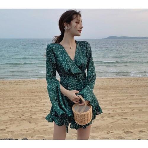 High Quality Women Summer Dress Beach Dress Long Sleeve Korean Womens Clothing Party Vacation Vestidos Robe Femme 2021 WPY2620