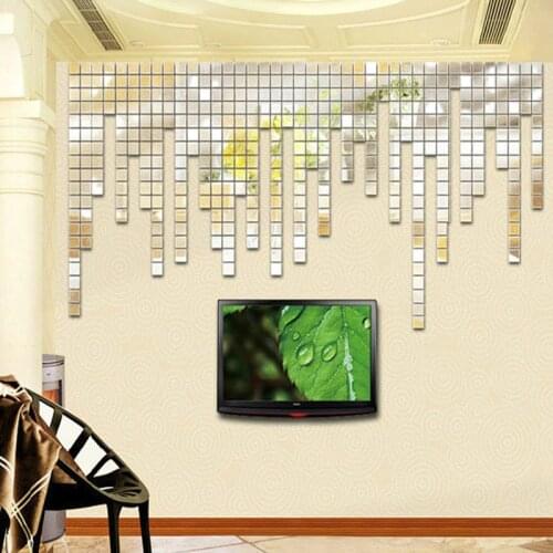 100pcs 2x2cm Bling Bling Acrylic 3D Wall Sticker Mosaic Mirror Effect Childs room Wall Decoration DIY Home Decor