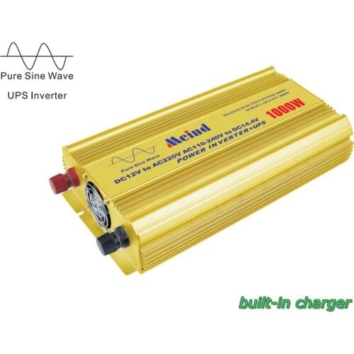 Hot Selling Pure Sine Wave Built-In Charger UPS DC 12V to AC 220V Continuous 1000W Peak 2000 Watt Power Inverter