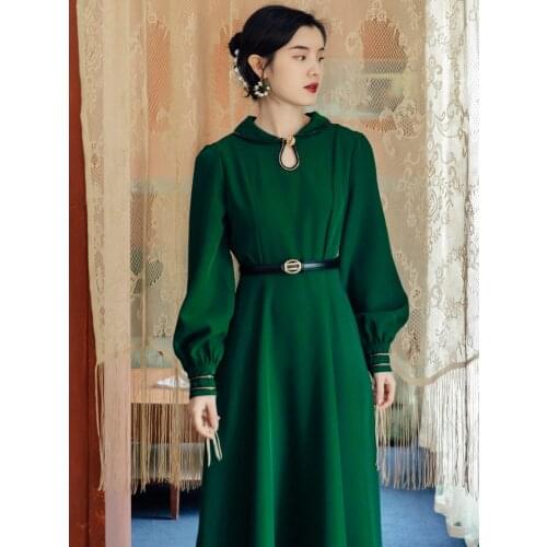 2020 new fashion womens clothing Solid Full Vintage dresses women woman dress