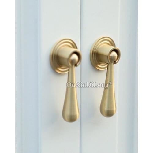 European 4PCS Drop Shape Pure Brass Furniture Handles Drawer Pulls Cupboard Wardrobe Kitchen Wine Cabinet Pulls Handles & Knobs
