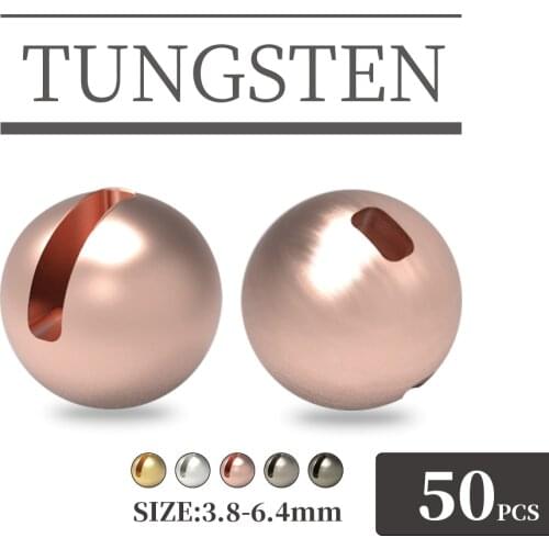 MUUNN 50pcs 3.8-6.4mm Tungsen Slotted Beads Fly Tying Material Multi-Color Fly Fishing Tungsten Beads