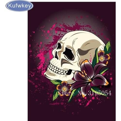 5D DIY Diamond Painting Skull and Flower Embroidery Diamond Painting Cross Stitch Rhinestone Mosaic Painting