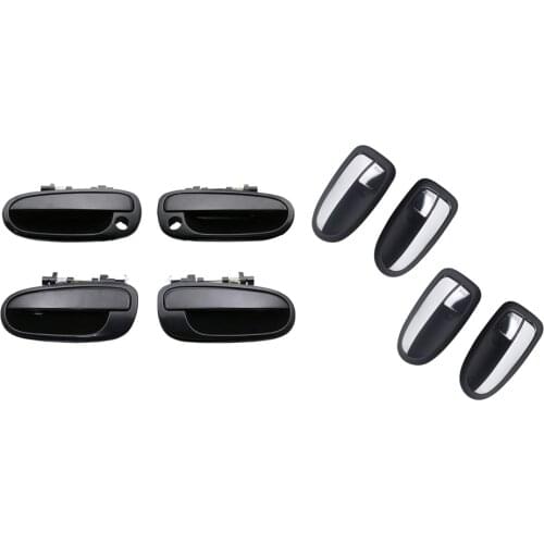 8PCS BLACK EXTERIOR CHROME INTERIOR DOOR HANDLE For HYUNDAI Matrix, Lavita 01-10