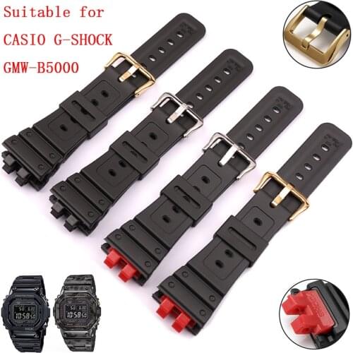 Watch accessories are suitable for Casio G-SHOCK resin strap GMW-B5000-1 D-1 GD-9 mens soft sports waterproof silicone strap
