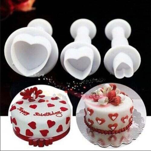 ANGRLY 1set/3pcs Love Shaped Spring Die Sugar Chocolate Mold Cake Decoration Pastry Cookies Bake weare Moulds Tools silicone