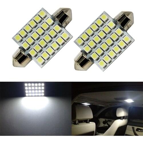 Auto License Plate Dome Reading Light 24SMD 41MM Car LED Double Point Light For Boats Camper