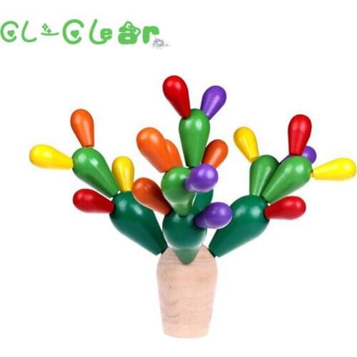 Wooden Blocks 28pcs/lot Cactus Blocks Infant Toys Wooden Blocks Toys for Children Montessori Educational Toys