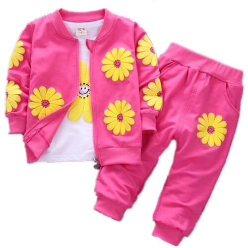 Infant Children Set 3Pcs Baby Girl Clothes Autumn Winter Print Sweater T-shirt Kids Clothing Casual Trousers Child Outfits Suit