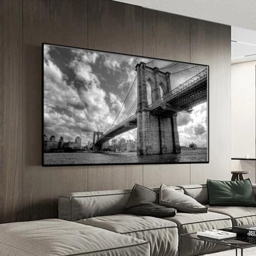 DIY diamond painting Black and white Brooklyn Bridge landscape cross stitch full mosaic diamond embroidery square/round 5D A713