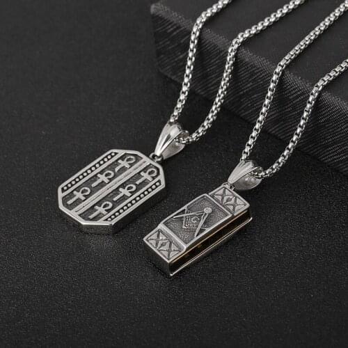 European and American retro personality creative music harmonica piano freemason mens titanium steel pendant