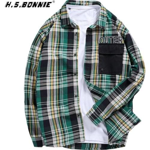 Мужские клечатые рубашки H.S.BONNIE China At AliExpress