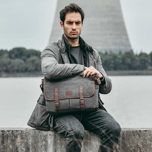 Fashion Women Vintage Briefcases Canvas 14 inch Laptop Bags Portable Messenger Bag for Men Business Briefcase Shoulder Bag