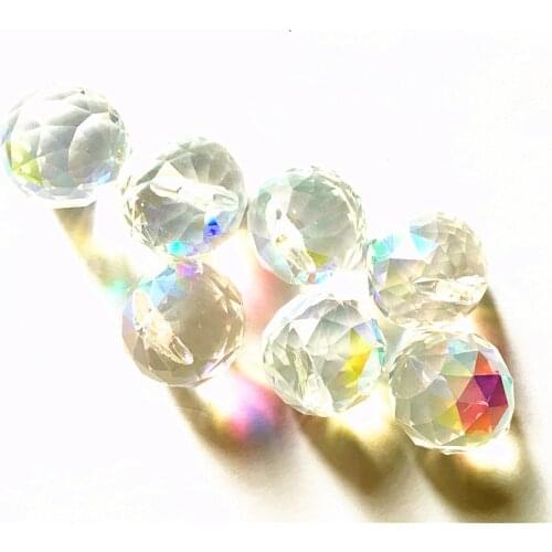 Top 50pcs 20mm clear ABCrystal Faceted Balls Crystal Chandelier Parts suncatcher hanging drops Wedding Lamp Decoration