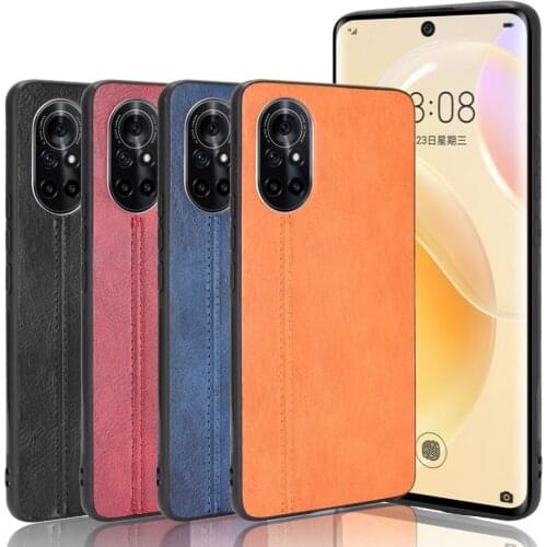 Huawei Nova 8 5G Case 6.57" Lightweight Calfskin PU Leather lines Soft Edge Phone Case For Huawei Nova8 5G ANG-AN00 Back Cover