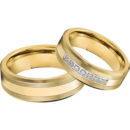 Alliance 100% Tungsten Carbide Ring Wedding Band Engagement Ring Yellow Gold Filled Wedding Rings Set For Couple Love Marriage