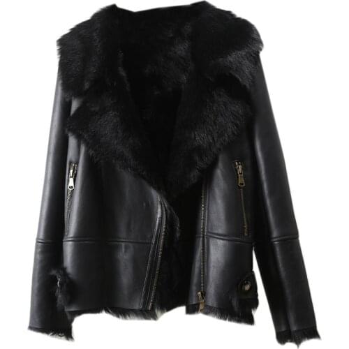 2020 short woman outerwear winter casual jacket lamb fur fur parka warm snow real fur coat fashion new Locomotive wool coat