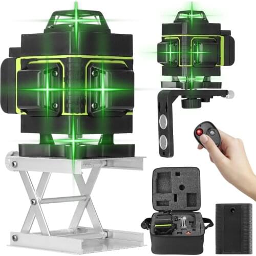16 Lines 4D Laser Level 3° Self-leveling Function Leveling Tool Omnidirectional Vertical Horizontal Oblique Line 2PCS Battery