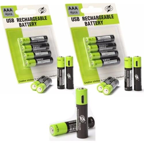 10Pcs Original ZNTER 1.5V AAA 400MAH Rechargeable Battery Lithium Polymer Battery Rechargeable With USB Cable Line Drop shipping