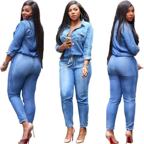 Fashion 2019 Women Jumpsuit denim bodysuit Casual body rompers jean clothing