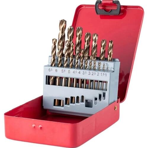 M35 Cobalt Drill Bit Set HSS-Co Jobber Length Twist Drill Bits with Metal Case for Stainless Steel Wood Metal Drilling